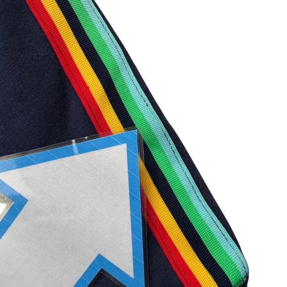 PRIMARY Rainbow Stripe Sleeve Navy Blue Hoodie Sweatshirt Size 6-7 Kids Stretch - Picture 6 of 6